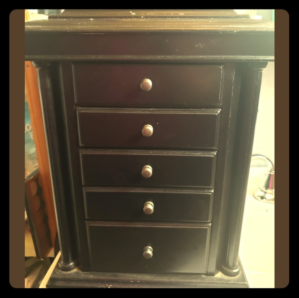 Cherry wooden jewelry box with mirror